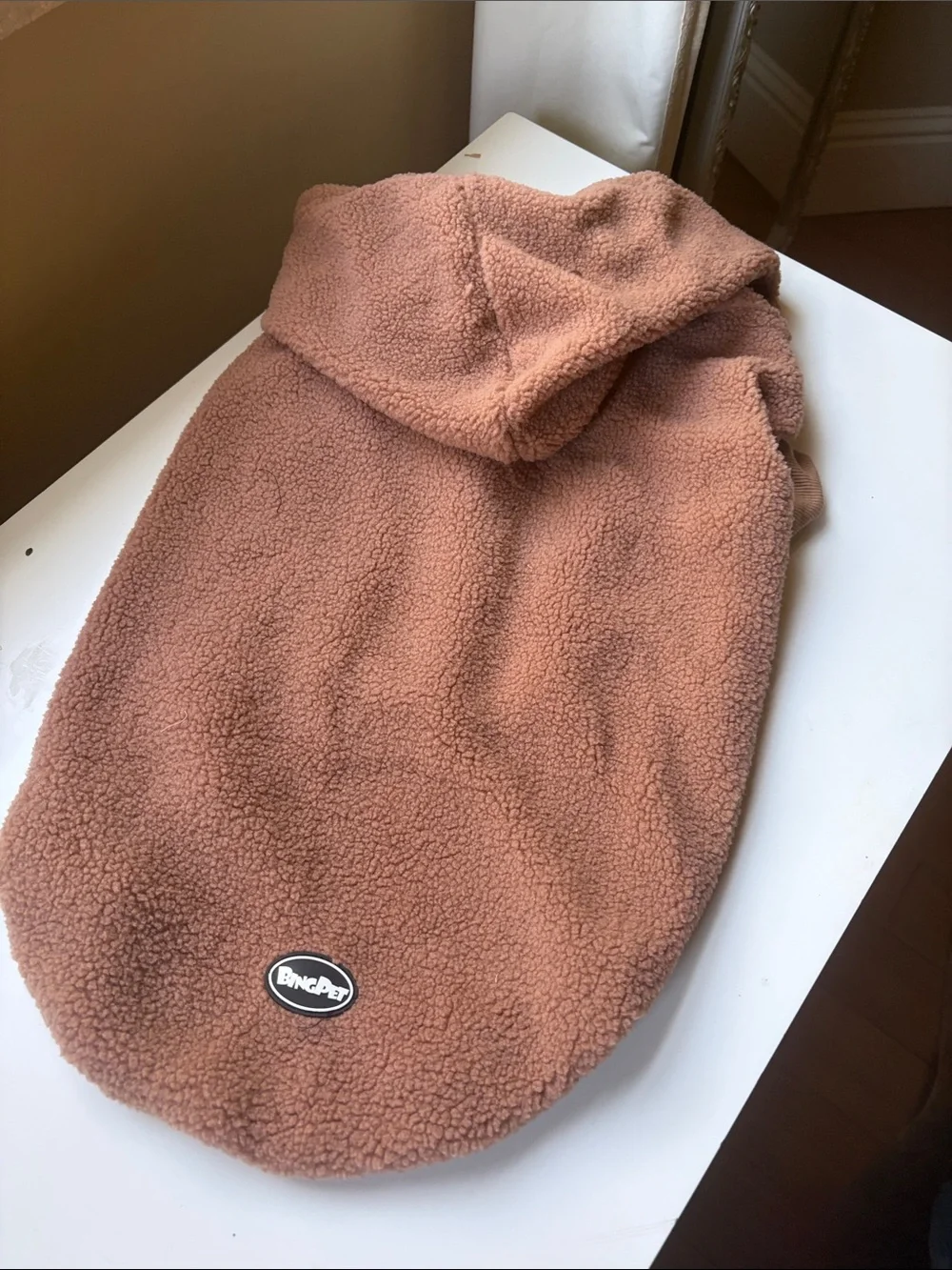 Anthropologie Cozy Brown Sherpa Hoodie for Dogs